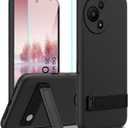 Compatible for TCL 60 SE 60SE 5G Phone Case with Glass Screen Protector, [3 Stand Ways] Metal Kickstand / Stand Silicone TPU Slim Fit Protective Cover Case for TCL 60 SE TCL 60SE 5G 2025 - Black