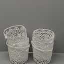 WILLBOND 8 Pcs White Flower Girl Basket with Handle for Wedding Ceremony, 5.9 x 4.72 x 4.33 Inch