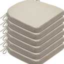 Chair Cushions Set of 4 or 6 Thick Foam Seat Pad Chair Cushion 17"x16" with Ties and Removable Washable Cover for Dining Chairs, Office | Hardwood | Metal Chairs (6, Cream)
