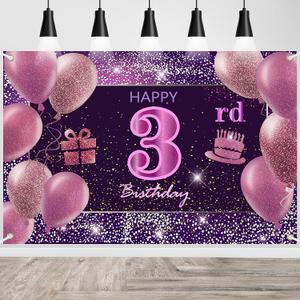 3rd Birthday Decorations for Girls IMISI Happy Birthday Banner Pink Decorations for A Party Birthday Backdrop for Women