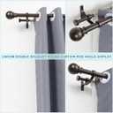Double Curtain Rods with Aluminum Bouquet Brackets and Round Finials,Dark Bronze Curtain Rods for Windows 48 to 86 inch,1-Inches Front and 5/8 Inches Back Double Window Drapery Rod