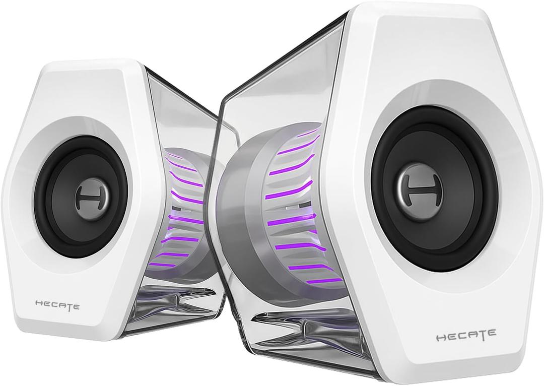 Edifier G2000 Pro 64W Desktop 2.0 Computer Gaming Speakers for PC Laptop Mac Woofer Bluetooth USB 3.5mm AUX Inputs RGB Lights Multimedia Speakers White