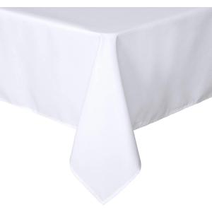 sancua Rectangle Tablecloth - 70 x 120 Inch - Stain and Wrinkle Resistant Washable Polyester Table Cloth, Decorative Fabric Table Cover for Dining Tables, Buffet Parties and Camping, White
