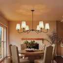 47'' Oversized Modern Chandelier with Shades, Farmhouse Chandelier, 6-Light Large Black Chandelier for Living Room, Adjustable Traditional Chandeliers for Foyer Kitchen E12 Base