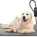 Toozey Pet Heating Pad, 6 Adjustable Temperature Dog Cat Heating Pad with Timer, Waterproof Heated Dog Bed with Chew Resistant Cord, Indoor Electric Pet Heated Mat 28x20in (Grey)
