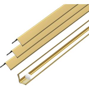 Golden Wall Corner Protector, 3Pcs, Length 35.4in, Width 0.4in - Self Adhesive Metal Corner Protector for Aluminum Trim molding, Cabinet Edge Guard, Easy to Install