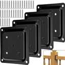 4 Pcs Wood Post Plate Connector, 4" x 4" Wood Fence Post Anchor Base, Deck Porch Railing Support Base, Powder-Coated Decking Post Base (4)