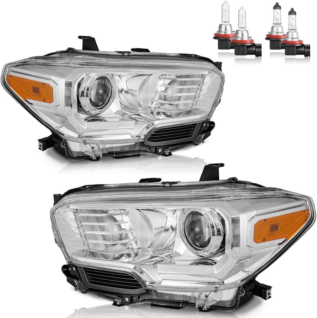 Headlights Assembly for 2016-2023 Toyota Tacoma (Does NOT fit models with factory LED DRL; factory halogen models ONLY) Headlamp Replacement Driver & Passenger Side