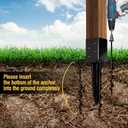 LADECH 16 No-Dig 44 Ground Spike Post Anchors Powder-Coated Steel, Includes 4 Corner Screws Heavy-Duty Ground Anchors for Fence, Mailbox & Deck Posts (1 PC)