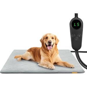 Toaspa Pet Heating Pad for Cats Dogs Electric Heated Bed Waterproof Warming Mat Indoor Outdoor Chew Resistant Cord Adjustable 5 Timer and 6 Level Temperature for Pets Puppy Animals-Small-35.4x23.6in (Large)