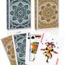 Playing Cards 2 Pack, Deck of Cards, Standard Poker Card Set for Adults,Easy Shuffle Unique Design Fun Card Games for Blackjack,Pinochle,Go Fish (Green/Orange)