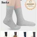 Loritta Wool Socks for Women, Winter Warm Stocking Stuffers Gifts for Women Cabin Crew Hiking Boot Socks (Large, C3-blue/Black/Brown/Dark Grey/Light Grey)