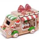 Hodao Gingerbread Sweets Truck Figurine  Resin Christmas Decorations for Home, Indoor Tabletop Decor, Candy & Cupcake Details, Cute Holiday Ornaments, Mini Collectible Gift for Families (Color 1)