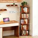 5-Tier Rotating Bookshelf,Rolling Bookcase with 360 Spin for Small Spaces, Corner Revolving Organizer for Home Office, Bedroom, Kids Room Walnut Finish