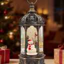Large Snowman Snow Globe, Cardinal Christmas Tree, Lighted Snow Globes Lantern, Musical&LED Lights, 8 Classic Songs, 6-Hour Timer, Xmas Gifts and Holiday Decoration (Snowman Red Bird)