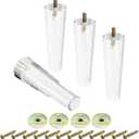 uxcell Acrylic Furniture Legs 6 inch Set of 4, Replacement Sofa Feet Cabinet Modern Clear Decor DIY with Installation Hardware for Couch, Bench, TV Stand, Chair, Dresser