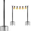 2 Pack Heavy-Duty String Light Poles for Outside with Fork, Adjustable Lighting Hanging Post Accessories for Patio Furniture Set Patio Decor Outdoor Decor Backyard Yard Pergola Garden Decorations