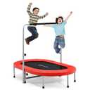 50'' Trampoline for 2 People Foldable Rebouncer w/Adjustable Handrail Red