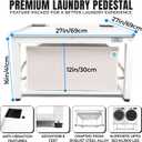 Washer and Dryer Pedestal - 27" W, 16" H, White Steel Universal Fit with Major Brands, Leak-Proof Laundry Pedestal with Drain Pan & Hose, Washer and Dryer Stand for Back Pain Relief, 800 lbs Capacity