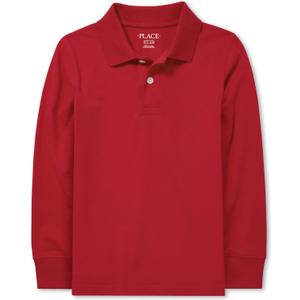 The Children's Place Boys' Long Sleeve Soft Jersey Knit Polo (Medium)