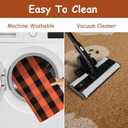 OJIA 2PCS Fall Door Mat Combo Set Halloween Doormat, 3'x5' Black and Orange Buffalo Plaid Rug and Imitation Coir Fall Doormat, Autumn Welcome Mat Outdoor Porch Decor Thanksgiving Front Door Mats