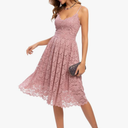Atnlewhi Womens Spaghetti Strap V Neck Sleeveless A Line Lace Dresses for Evening Cocktail Formal Wedding Guest Size Medium 