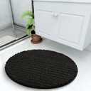 Arotive Luxury Round Chenille Bathroom Rug Mat, Extra Soft Thick Absorbent Shaggy Bath Rugs, Non-Slip Machine Wash Dry Plush Bath Mats for Bathroom, Shower and Tub, 24x24, Black