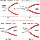 TOOLEAGUE 4 Pcs Snap Ring Pliers Set, Circlip Pliers, 7 inches Internal/External Heavy Duty for Ring Remover Retaining Straight Bent Lock Pliers Set