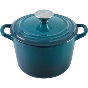 Flavehc Dutch Oven Pot with Lid 1.8 qt Cast Iron Dutch Oven for Bread Baking DarkCyan Enameled Cast Iron Rice Pot with Handels