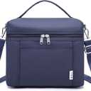 NOL Natural Organic Lifestyle Insulated Lunch Bags for Women Cooler Bag Lightweight Nylon Waterproof Lunch Box For Work (Navy Blue, Medium(Normal))