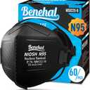 Benehal NIOSH Approved N95 Mask Particulate Respirators, Pack of 60 N95 Face Masks, Individually Wrapped,Black