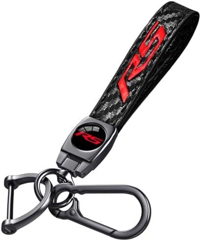Annloysky Black Carbon Fiber Leather Car Metal Key Chain Keyring Accessories Compatible with Chevy Camaro RS Cars Accessories
