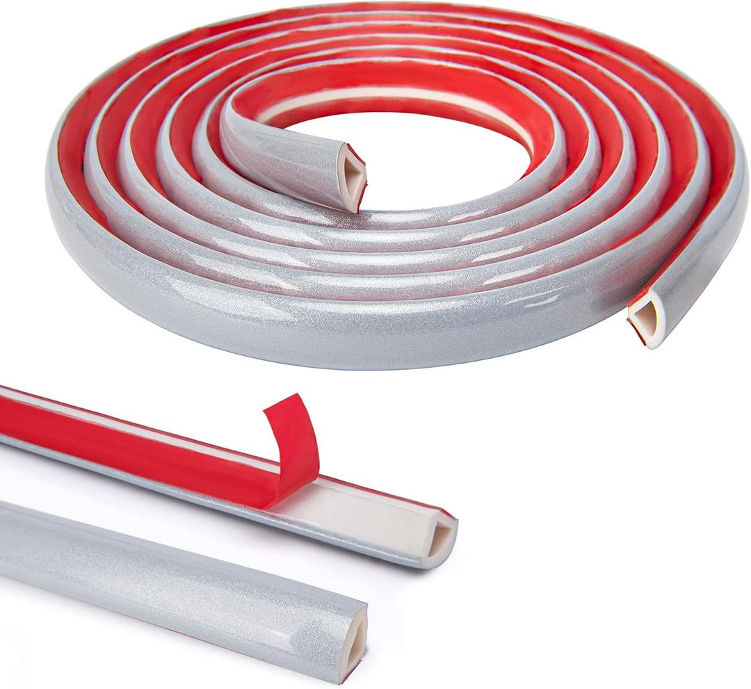 Art3d 10 Ft Flexible Trim Caulk Strip, Peel and Stick Trim for Molding, Tile Edge, Ceiling, Wall Corner in Silver