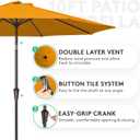 JEAREY 10FT Outdoor Patio Umbrella Outdoor Table Umbrella with Push Button Tilt and Crank, Market Umbrella 8 Sturdy Ribs UV Protection Waterproof for Pool, Garden (Light Orange)