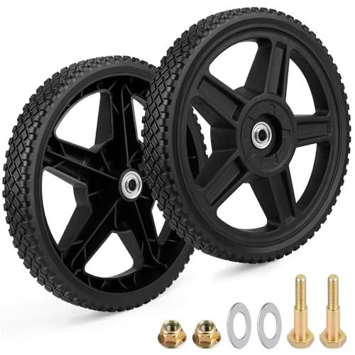 Refitial 12" Universal Push Lawn Mower Wheels (2-Pack) - Replacement Tires with 1/2" Bore Bearings & 1.58" Hub Width - Includes Installation Bolts & Nuts - Fits Garden Carts, Pressure Washers