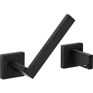 Toilet Paper Holder Wall Mount Matte Black, Stainless Steel Toilet Tissue Roll Holder Bathroom Square Toilet Paper Towel Roll Holder, Double Post Pivoting Tissue Handle