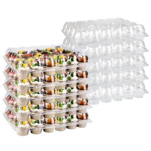 TWOWYHI 24 Counts x 10 Sets Cupcake Containers Cupcake Boxes Plastic Cupcakes Carrier Holders for Clear Plastic Disposable Cupcakes Container with Detachable Tall Dome Lid