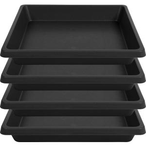 Square Plant Saucer 14 Inch 4 Pack, 6 8 10 12 13 16 18 20 Durable Plastic Plant Trays for Pots-Indoor Outdoor, Durable and Thicker Large Plant Drip Trays, Flower Planter Saucers for Potted Plants (14"(4Pack), Black)