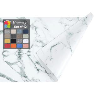 Homaxy Faux Leather Heat Resistant Placemats for Dining Table Set of 12, Waterproof Wipeable Washable PU Table Mats, Easy to Clean Anti-Slip Place Mats, 11.8" x 17", Marble