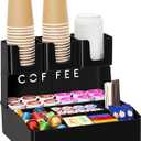 Lifewit 2-tier Coffee Station Organizer Caddy for Countertop, 10 Compartments Coffee Bar Organizers for Cups, Pods, Sugar, Compact Condiment Holders Storage for Office Breakroom Kitchen Home Black