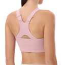 LIIJOO Seamless Wireless Compression Racerback Crossback Bra, Adjustable Widened Strap, Breathable Stretch Shaping Hem, Full-Coverage Workout Yoga Running BralettePink, XL Size (XL)