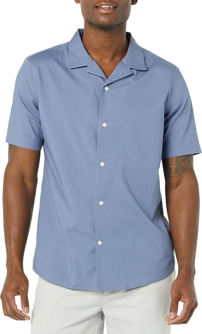 Amazon Essentials Men's Vacation Cotton Button-Down Short Sleeve Resort Shirt (Medium)