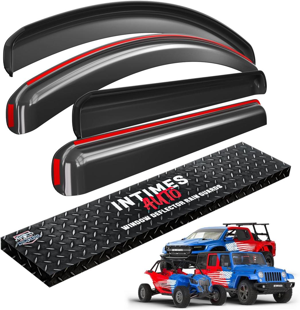 in-Channel Window Visors for 2017-2026 Ford F-250 F-350 Super Duty & 2015-2020 F-150 SuperCrew  Gloss Black Side Window Deflectors Vent Rain Guards, 4-Piece Set