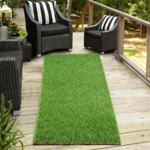 XLX TURF Artificial Grass Runner Rug - 2FT X 10FT Thick & Realistic Outdoor Fake Grass Carpet for Balcony Patio - Pets Friendly Turf Mat for Dogs Potty with Drainage, 1.38" Pile Height