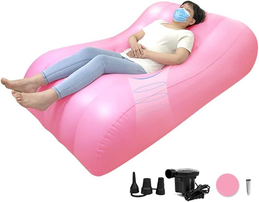 AOSSA BBL Bed After Surgery for Sleeping, Mattress with Hole, BBL Inflatable Chair for Butt, Brazilian Butt Lift Recovery Pillow Post Surgery, Blow Up Bed with Hole, Air Mattress Sofa Couch (Pink) (66*38*15 inch)