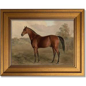 Gold Framed Vintage Wall Art for Room Decor Horse Wall Dark Antique Animal Canvas Prints Painting for Living Kitchen Bathroom Bedroom Desktop Artwork 16x24 Inch