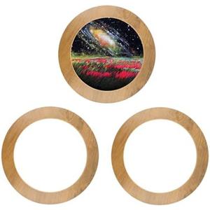 3 PCS Wooden Embroidery Frame for Display, 6 Inch Round Decorative Embroidery Hoop Display Frame for Finished Cross Stitch, DIY Art Craft Sewing Ornaments (Not Included Hoop)