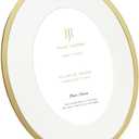 Isaac Jacobs 7x9 (Matted 4x6) Gold Oval Metal Picture Frame, Classic Photo Frame Made For Tabletop & Hanging Display, Photo Gallery and Wall Art (7x9 (Matted 4x6), Gold)