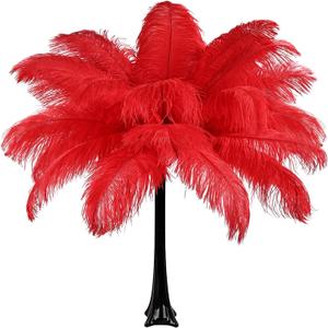THARAHT Red Ostrich Feathers 12pcs Large Natural Bulk 16-18Inch 40cm-45cm for Wedding Party Centerpieces Halloween and Home Decoration Feathers