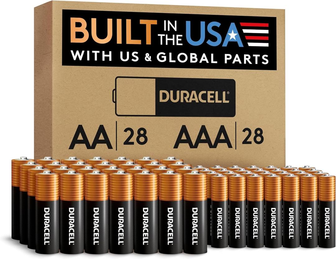 Duracell Coppertop AA + AAA Batteries, 56 Count (Pack of 1), Re-closable for Quick Access and Organized Storage, Includes 28 Double A and 28 Triple A Batteries